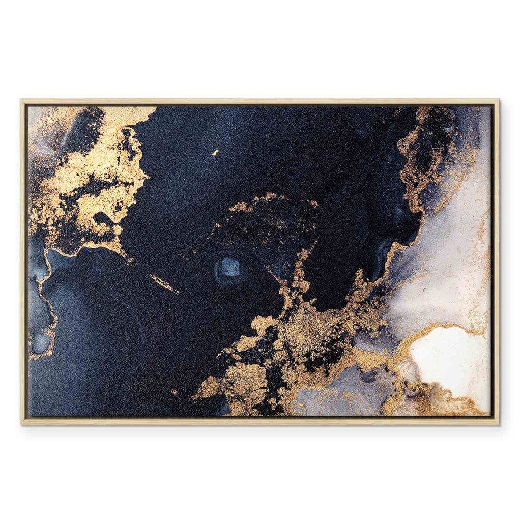Navy Blue Marble Abstract Textured Canvas Print