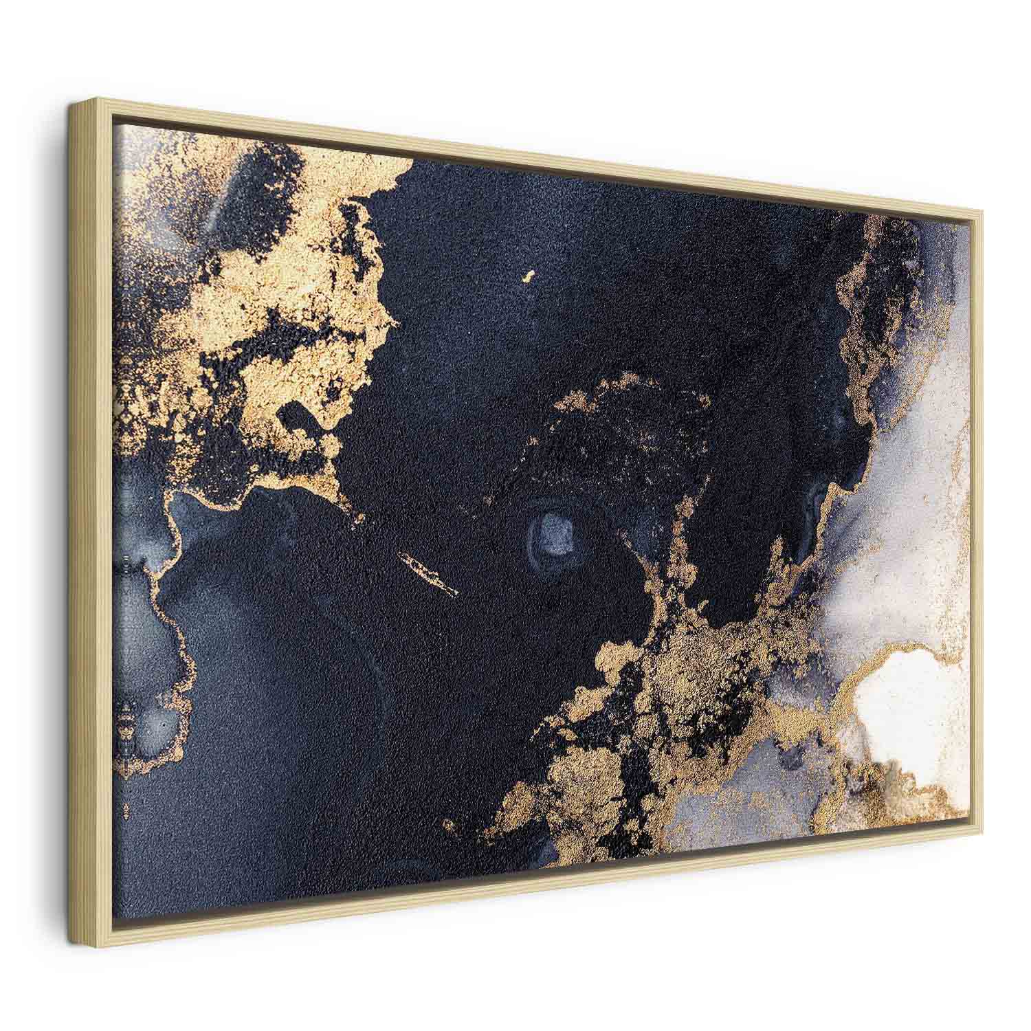 Navy Blue Marble Abstract Textured Canvas Print
