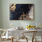 Navy Blue Marble Abstract Textured Canvas Print
