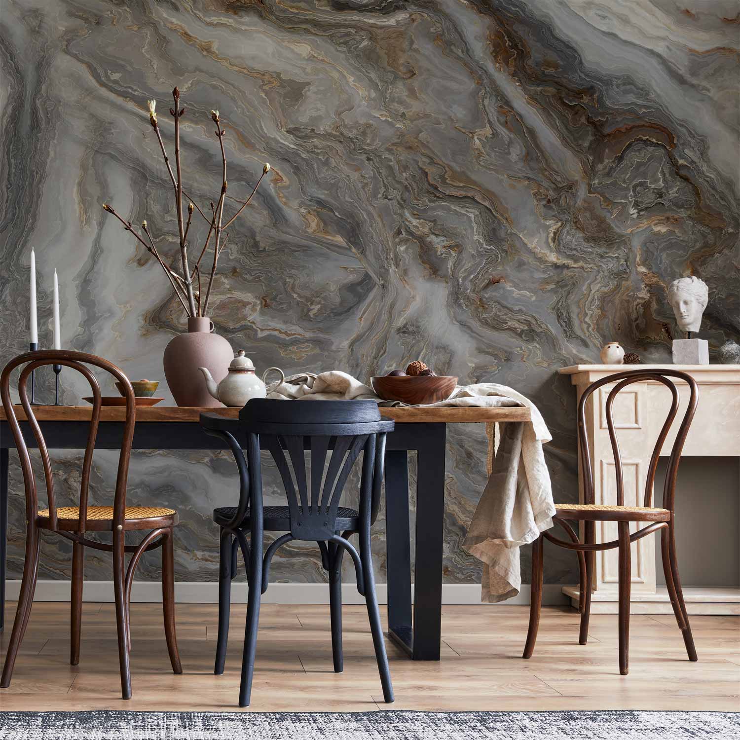 Wall Mural Stone Abstractions Marble Textures in Neautral Tones
