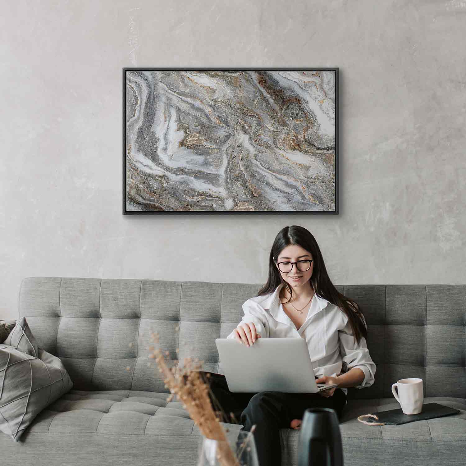 Neutral Marble Abstraction Canvas Print