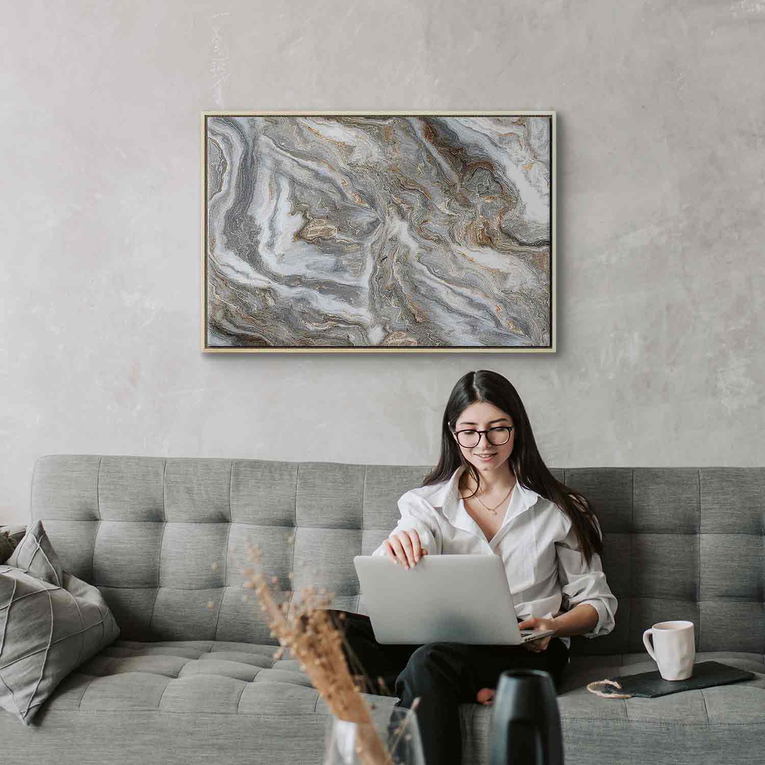 Neutral Marble Abstraction Canvas Print