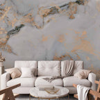Wall Mural White Stone Elegant Marble With Golden Highlights