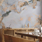 White Marble Gold Highlights Wall Mural
