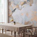 White Marble Gold Highlights Wall Mural