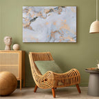 White Marble Gold Reflection Abstract Canvas Print