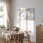 White Marble Gold Reflection Abstract Canvas Print