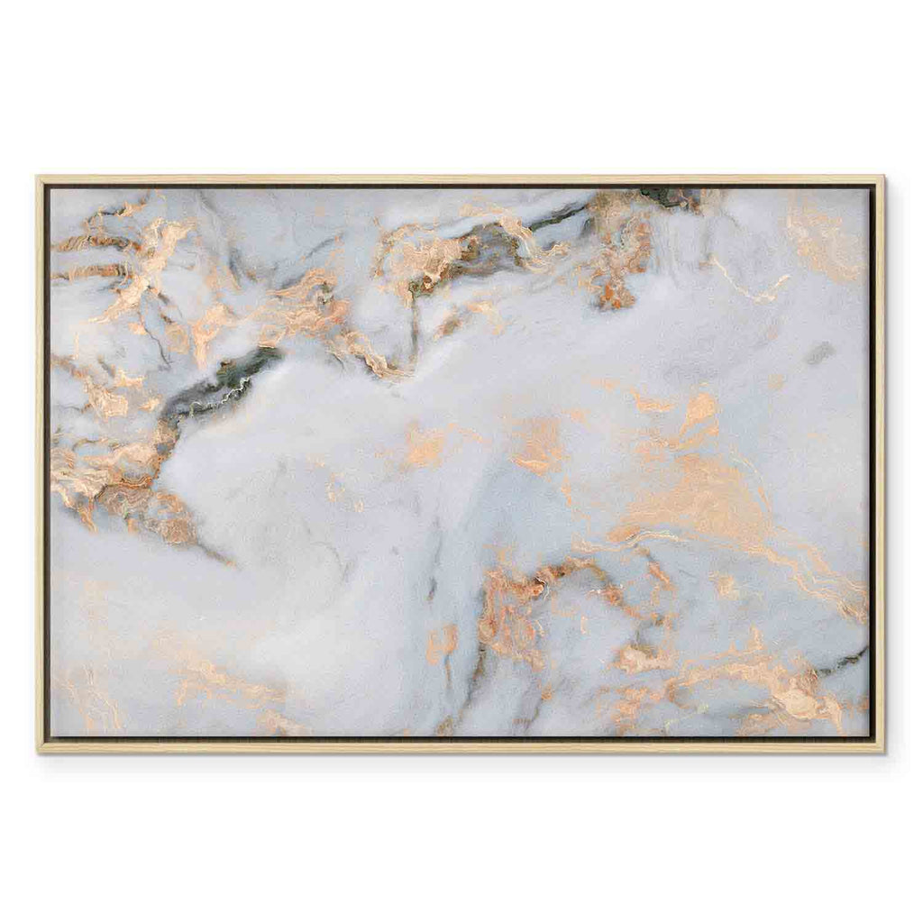 White Marble Gold Reflection Abstract Canvas Print