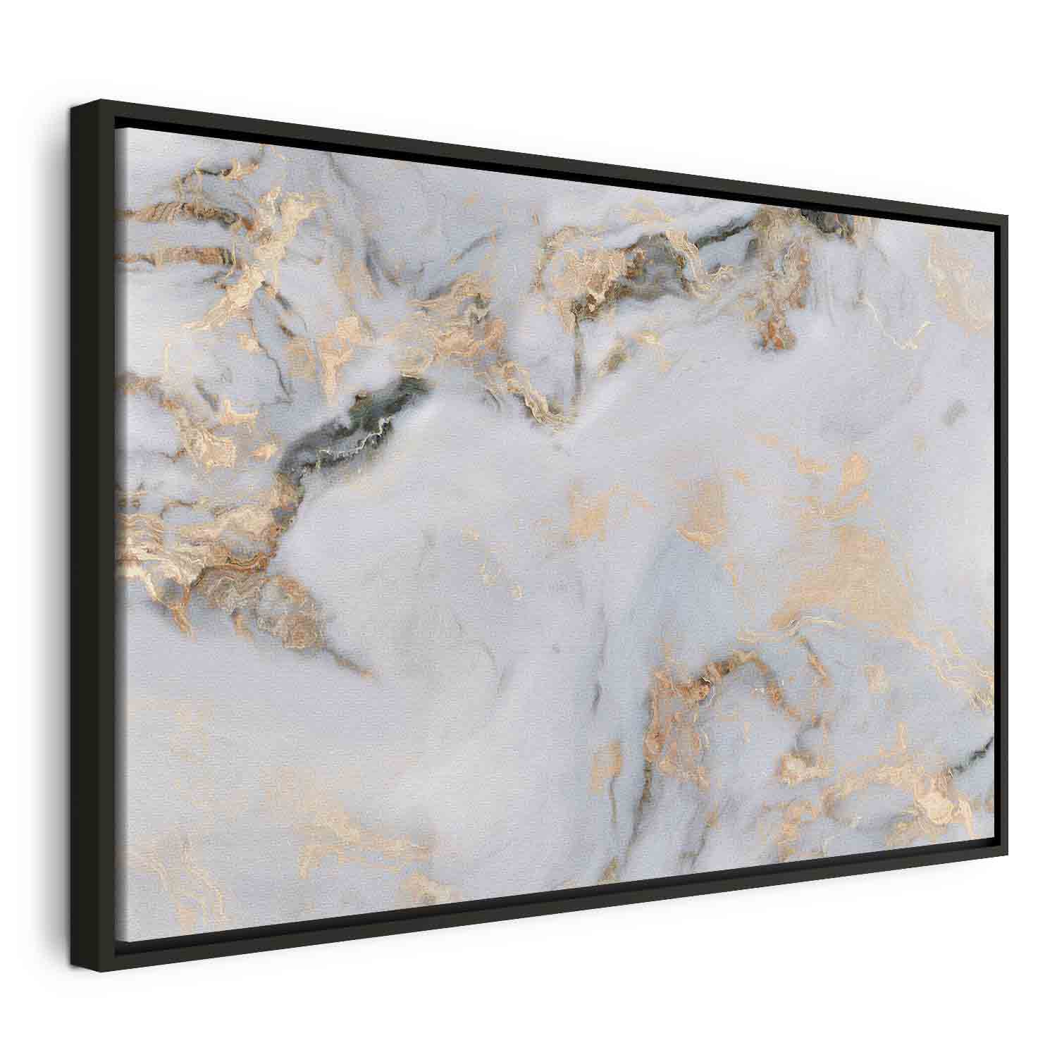 White Marble Gold Reflection Abstract Canvas Print