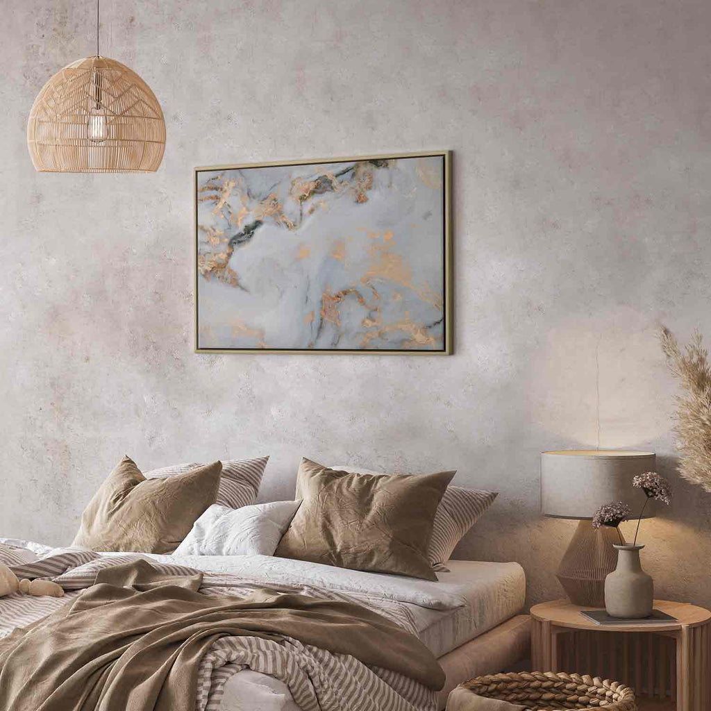 White Marble Gold Reflection Abstract Canvas Print