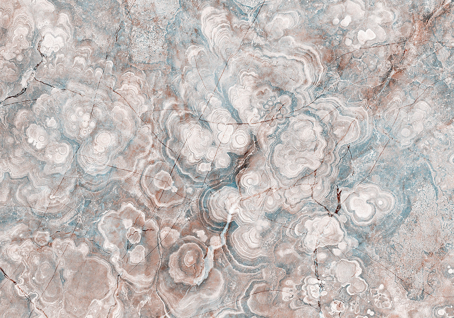Wall Mural Marble Flowers - Natural Stone Structures in Pastel Colours