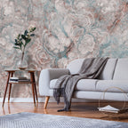 Wall Mural Marble Flowers - Natural Stone Structures in Pastel Colours