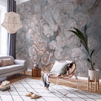 Wall Mural Marble Flowers - Natural Stone Structures in Pastel Colours
