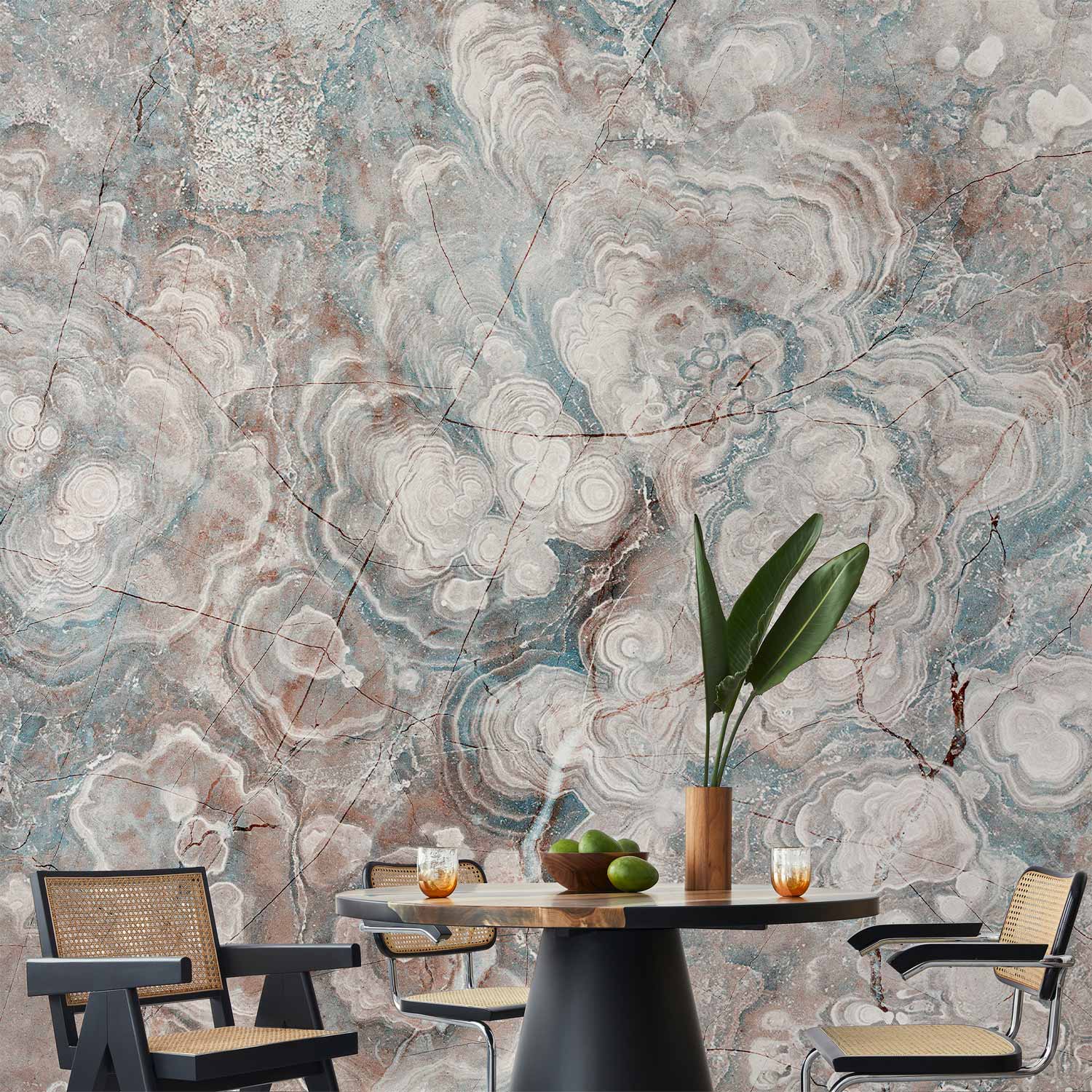Wall Mural Marble Flowers - Natural Stone Structures in Pastel Colours