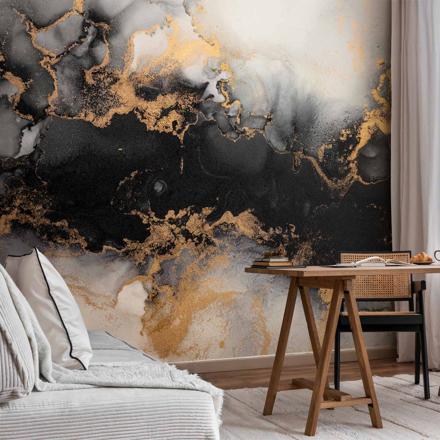 Gold Explosion Marble Abstract Wall Mural
