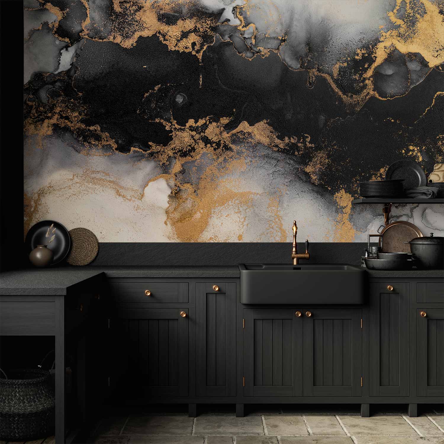 Wandbild Goldexplosionen Marmormuster