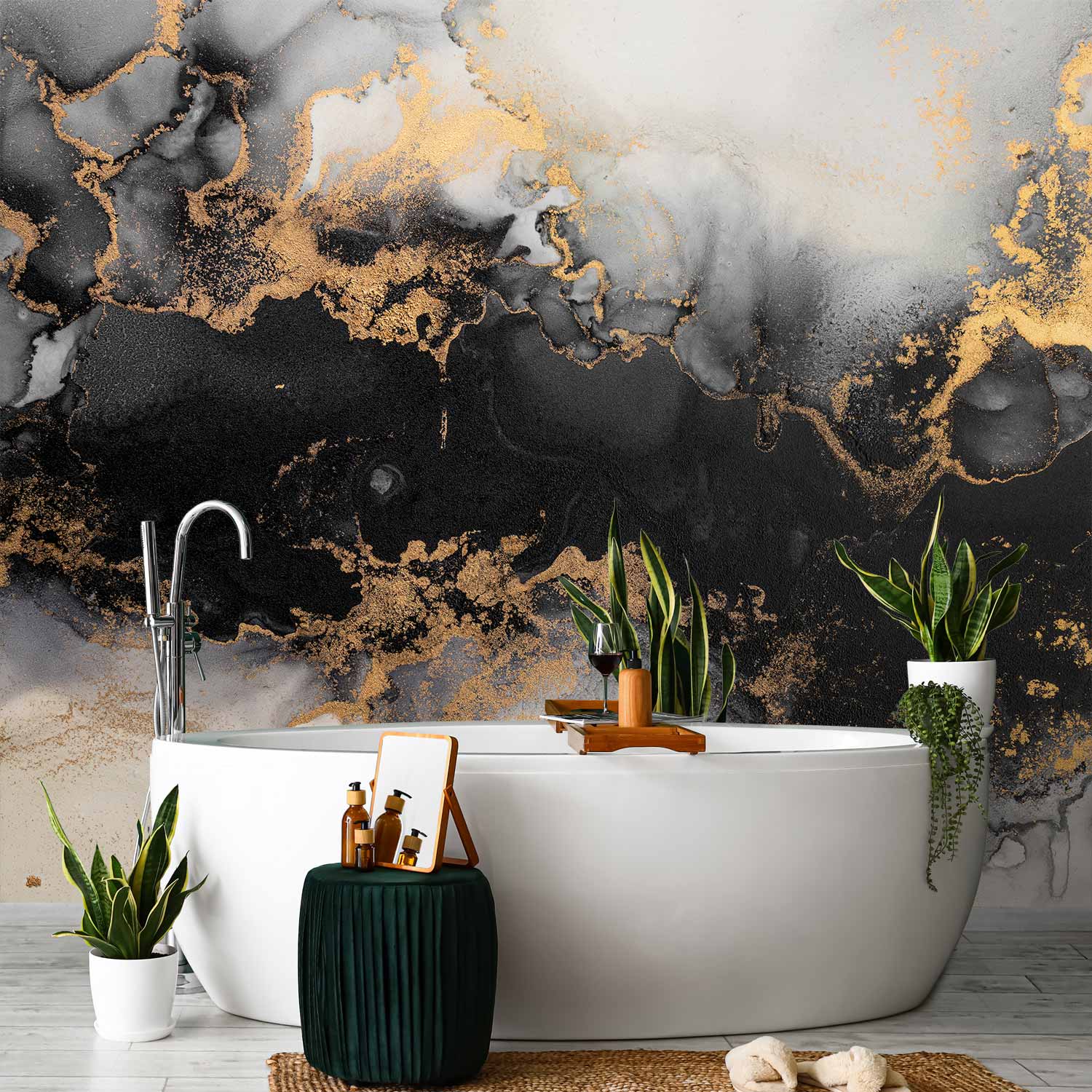 Gold Explosion Marble Abstract Wall Mural