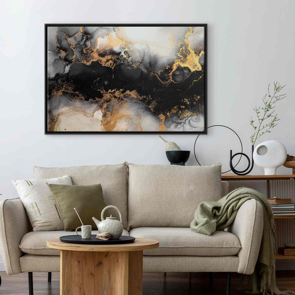 Golden Marble Abstract Pattern Canvas Print