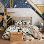 Gold and Garnet Art Deco Geometric Wall Mural