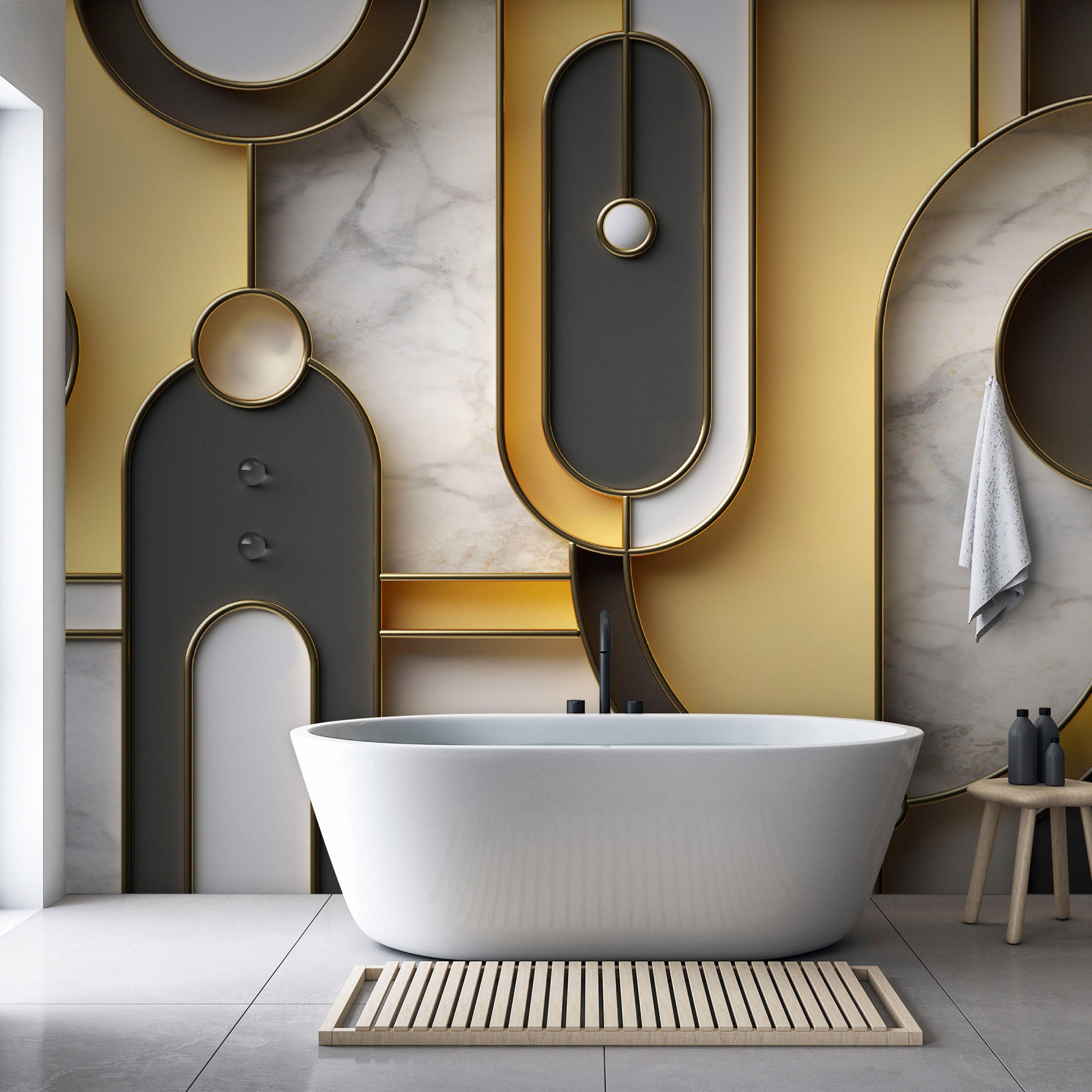 Wall Mural Gold Marble Geometric Pattern