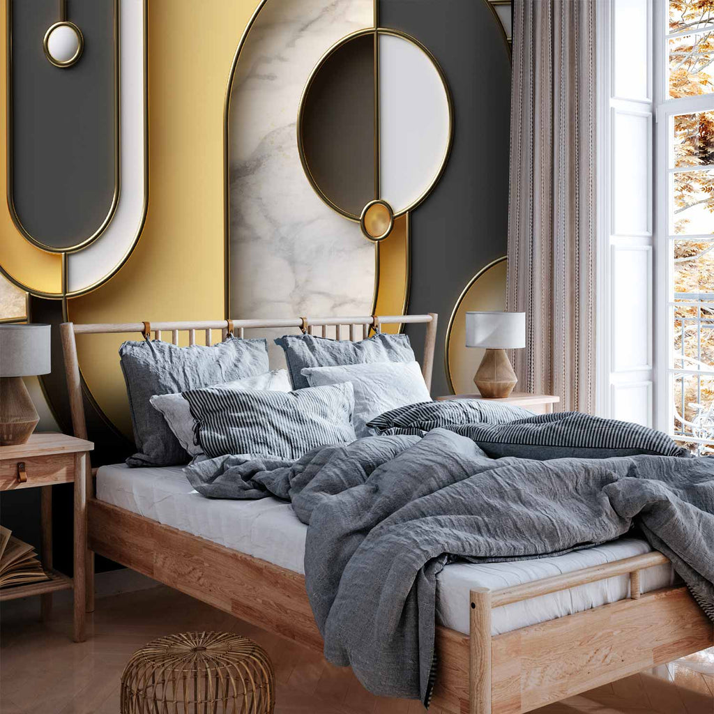 Gold Marble Geometric Pattern Wall Mural