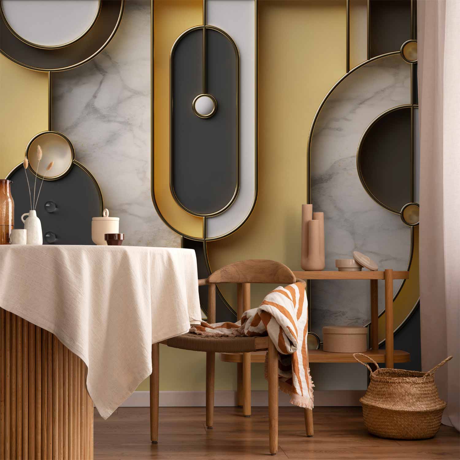 Wall Mural Gold Marble Geometric Pattern