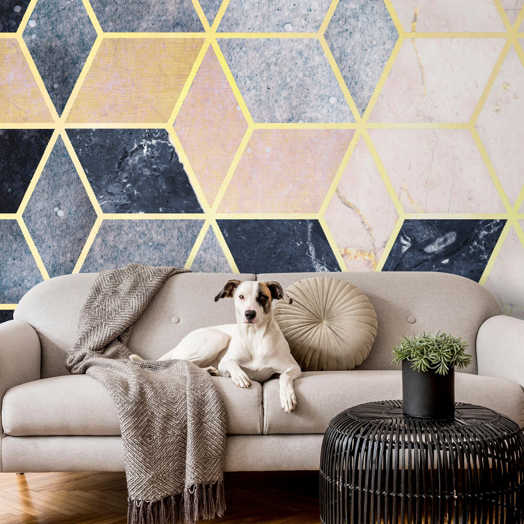 Wall Mural - Blue Geometric Pattern (Abstract)