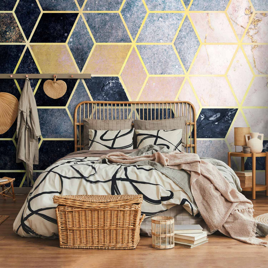 Blue Geometric Pattern Abstract Wall Mural