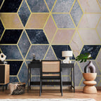 Blue Geometric Pattern Abstract Wall Mural