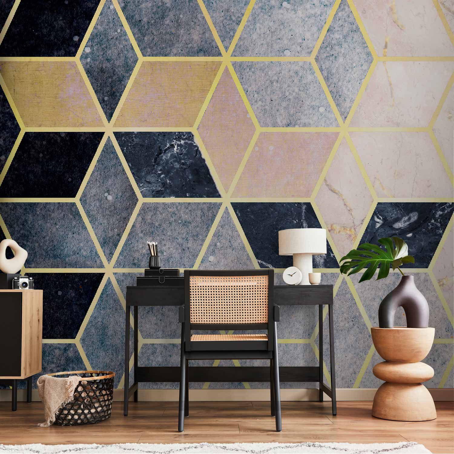 Blue Geometric Pattern Abstract Wall Mural