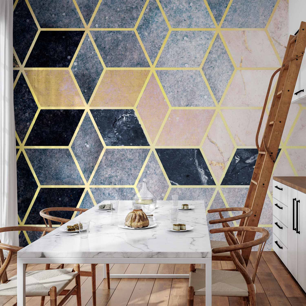 Wall Mural - Blue Geometric Pattern (Abstract)