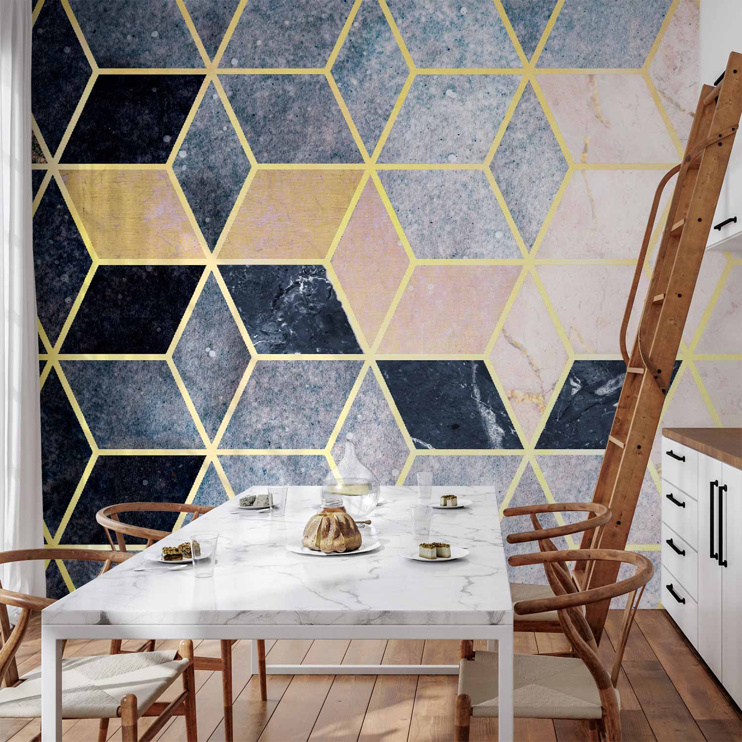 Wall Mural - Blue Geometric Pattern (Abstract)