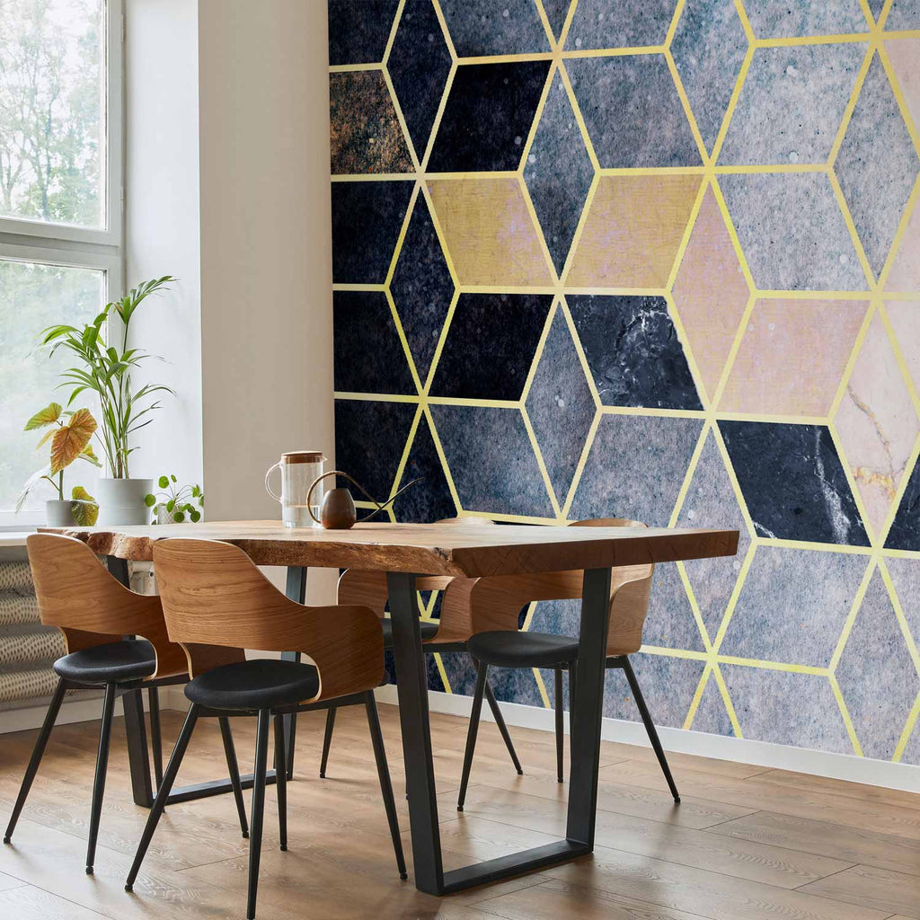 Blue Geometric Pattern Abstract Wall Mural