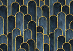 Wall Mural Gold and Navy Blue Pattern