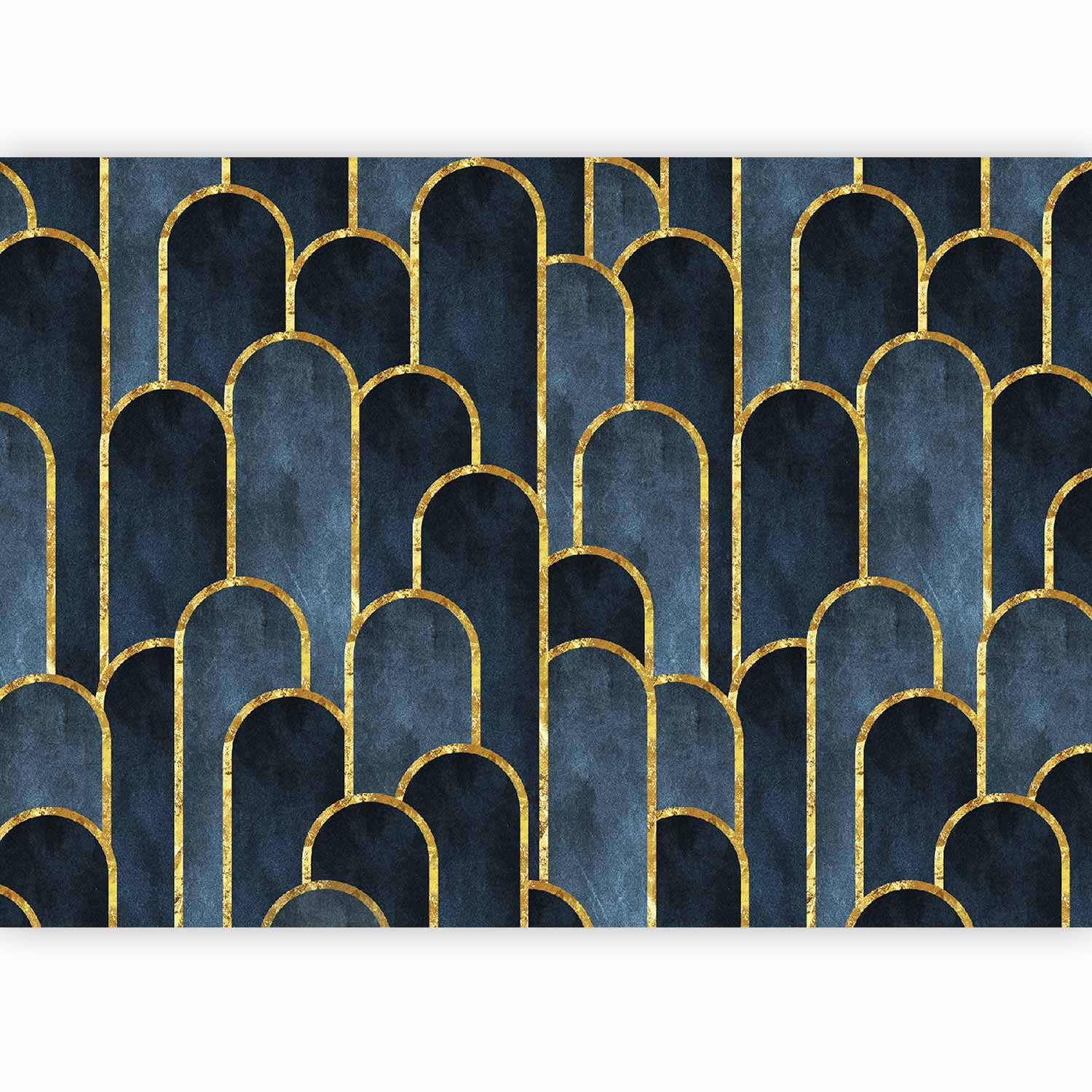 Wall Mural Gold and Navy Blue Pattern