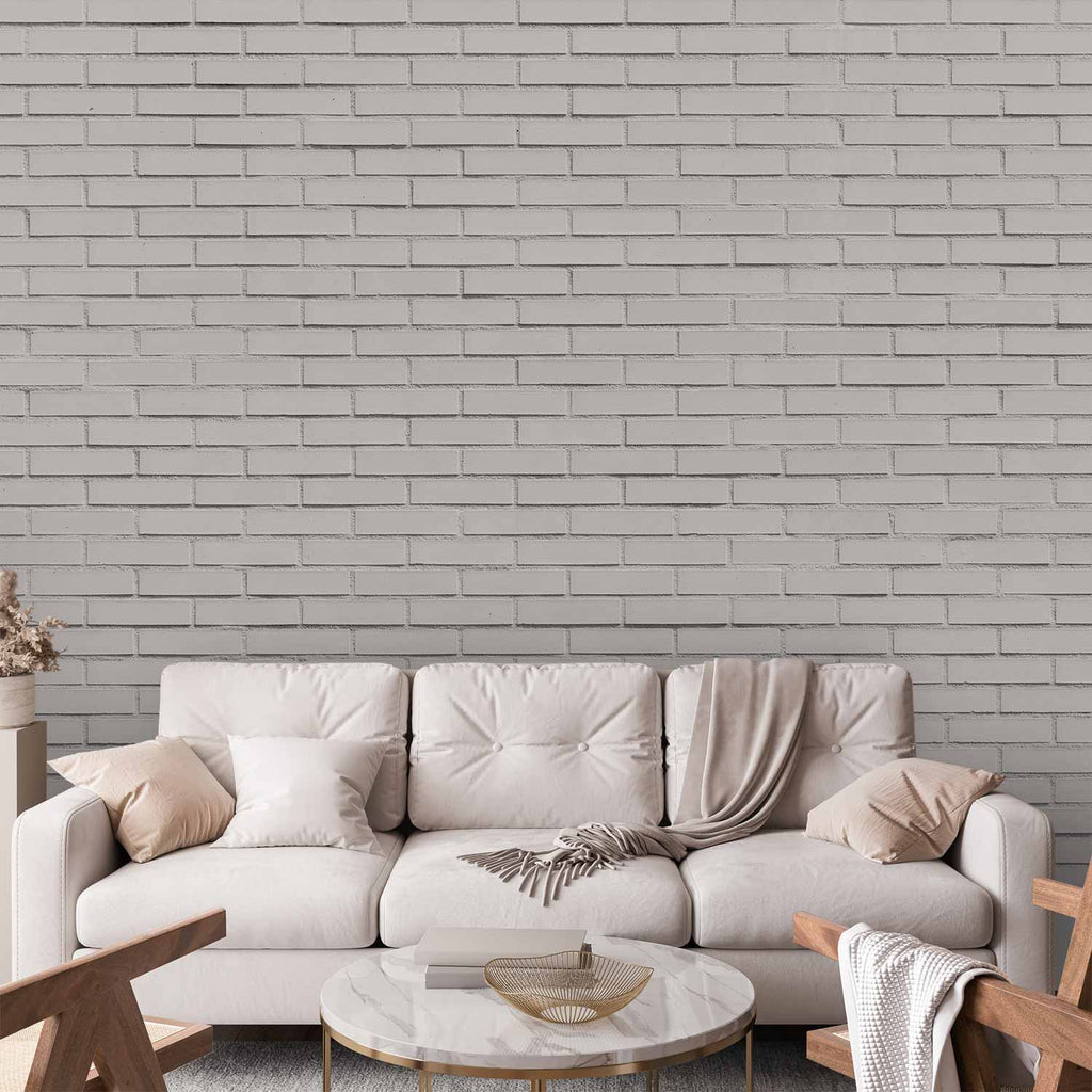 Wall Mural Snow Brick Pattern on White Brick Wall