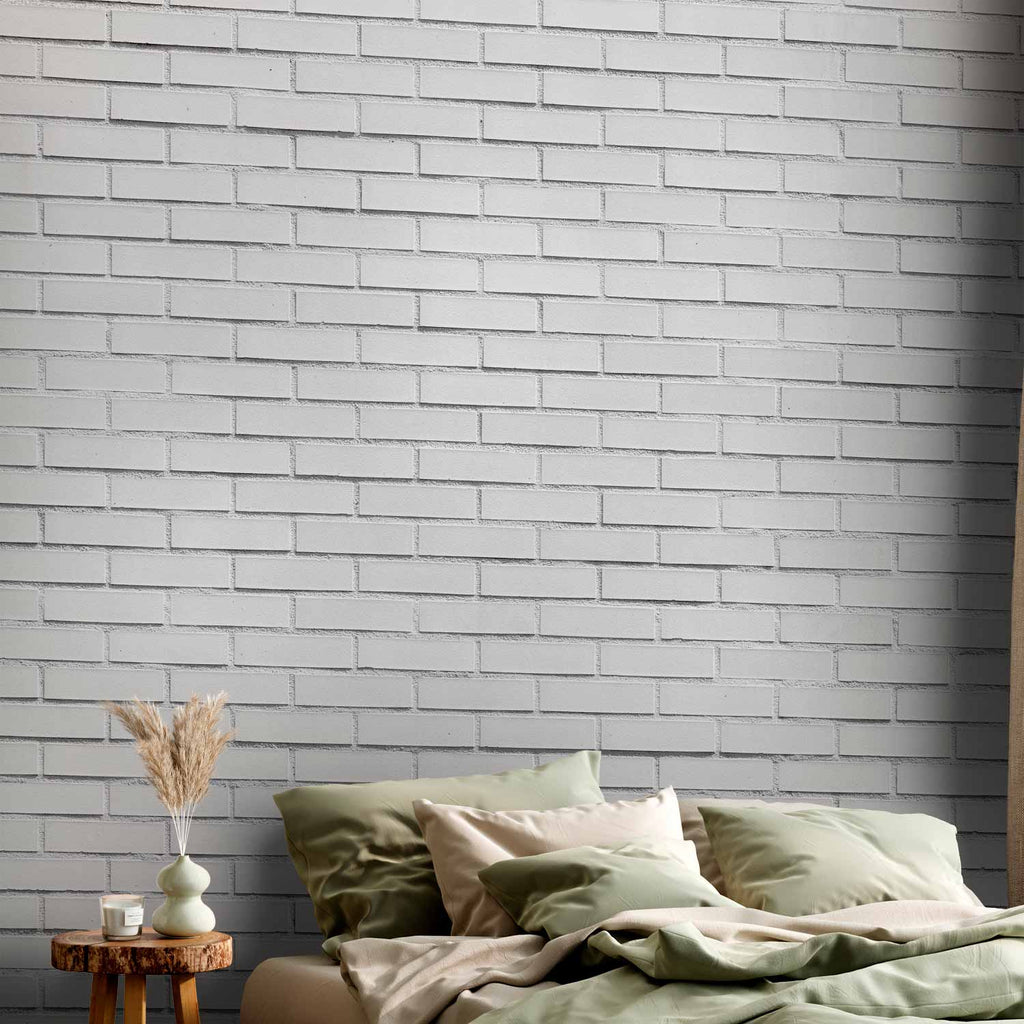 White Snow Brick Wall Wall Mural