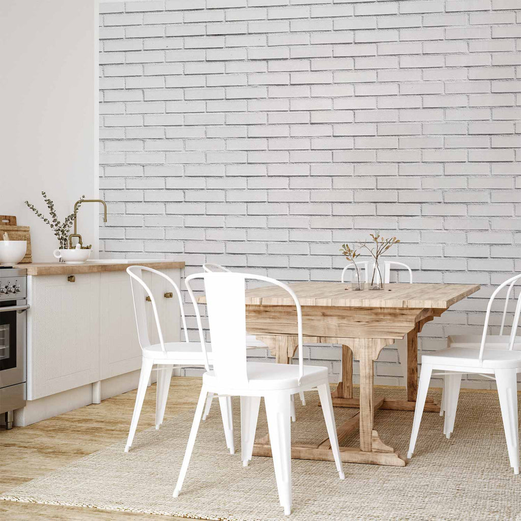 White Snow Brick Wall Wall Mural