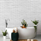 White Snow Brick Wall Wall Mural