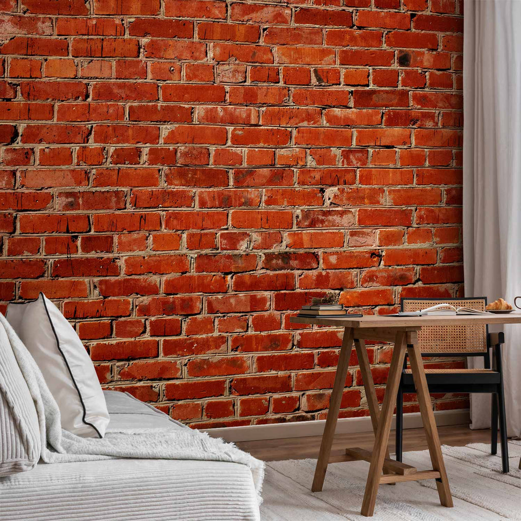 Retro Red Brick Wall Wall Mural
