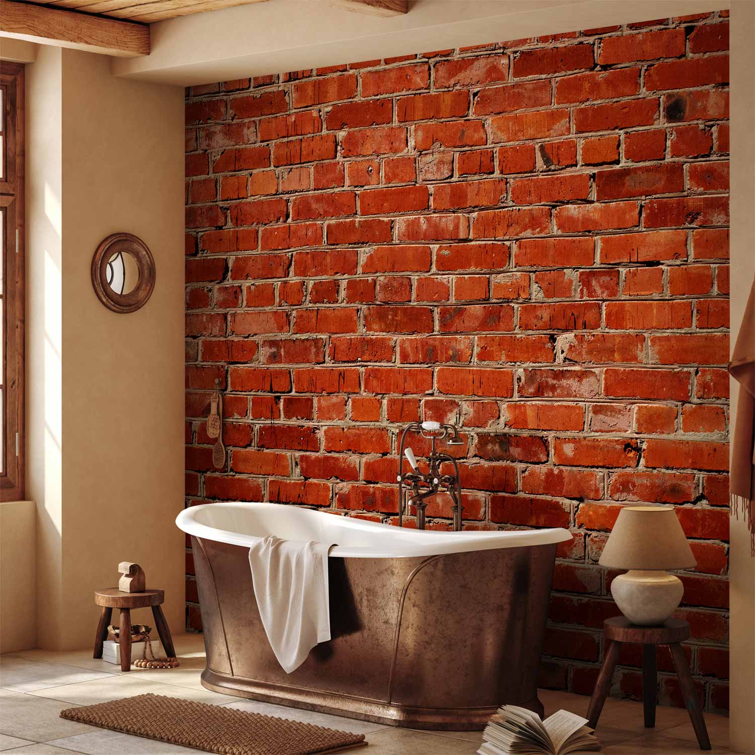 Retro Red Brick Wall Wall Mural