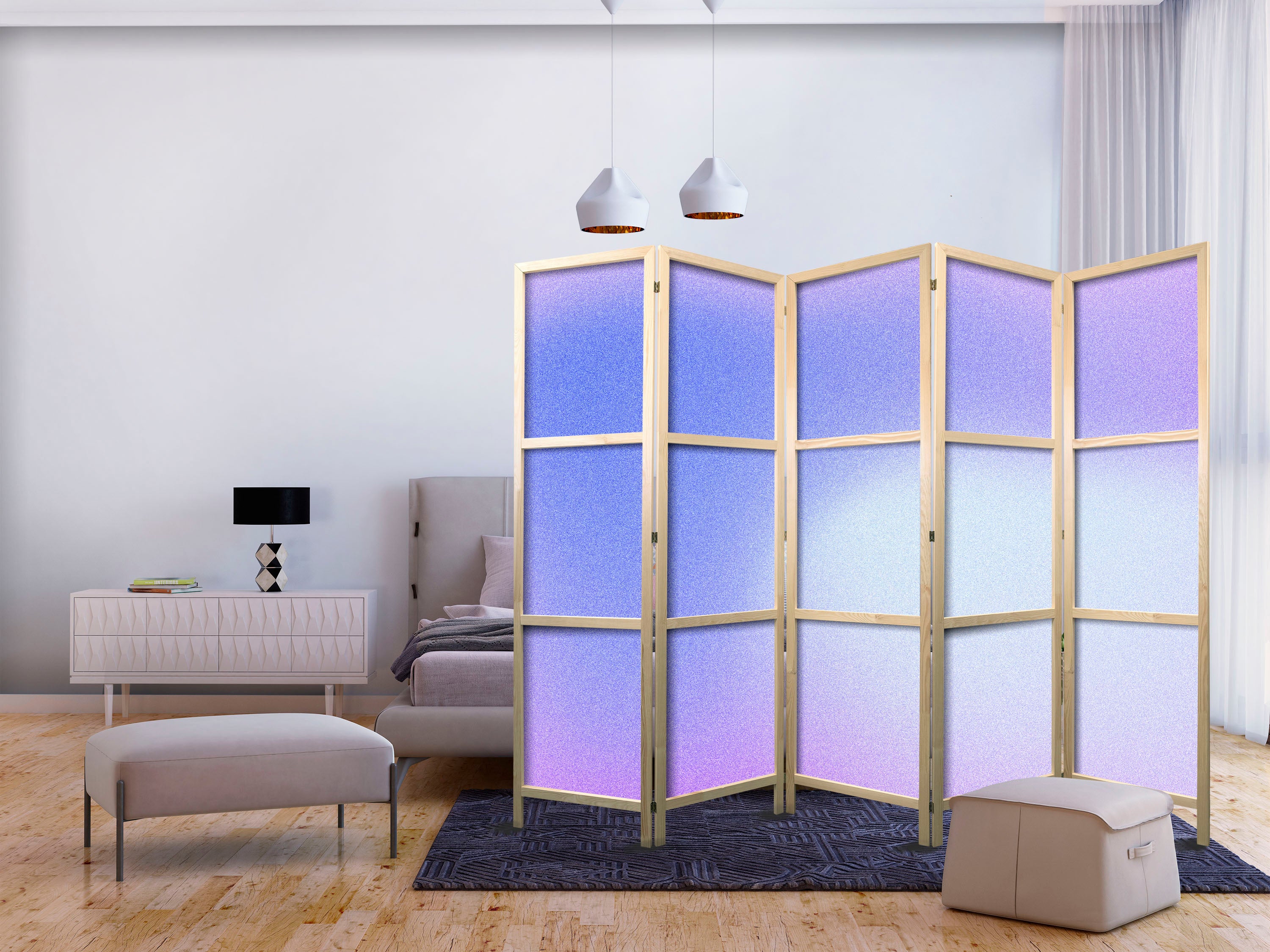 Japanese Room Divider Violet Gradient 5-Panel