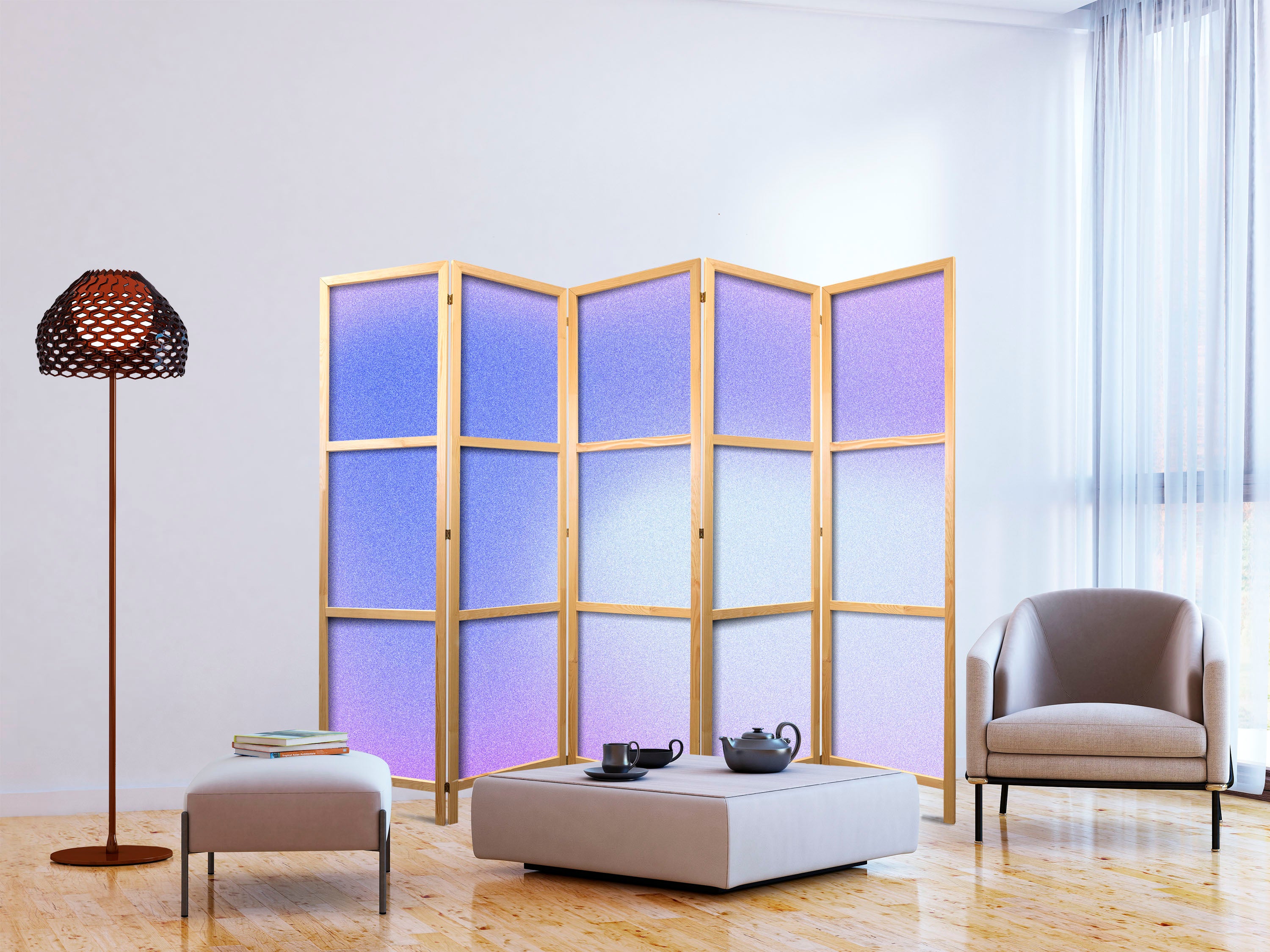 Japanese Room Divider Violet Gradient 5-Panel