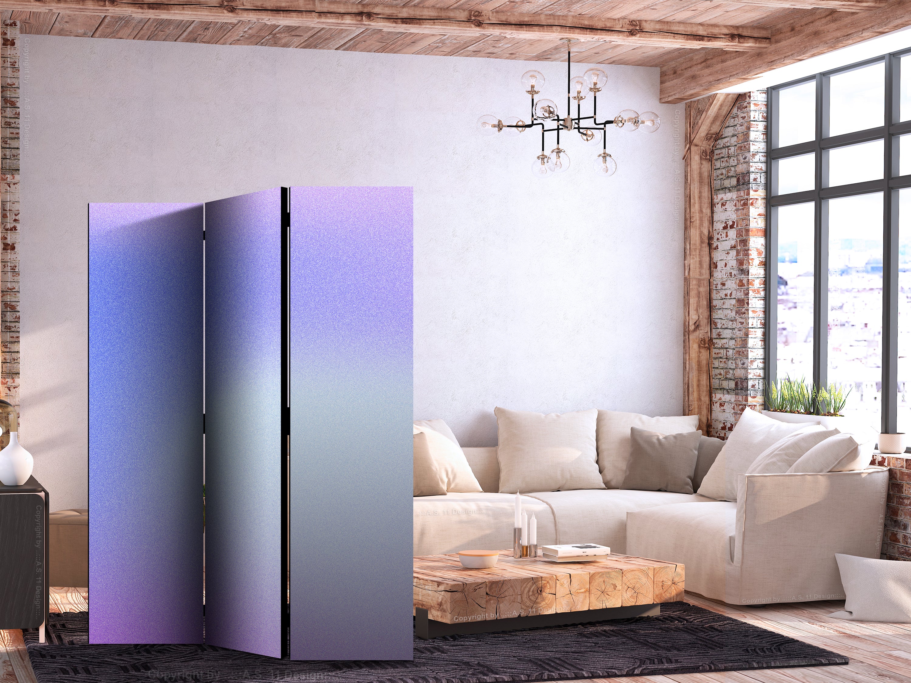 Violet Gradient Room Divider 3-Panel