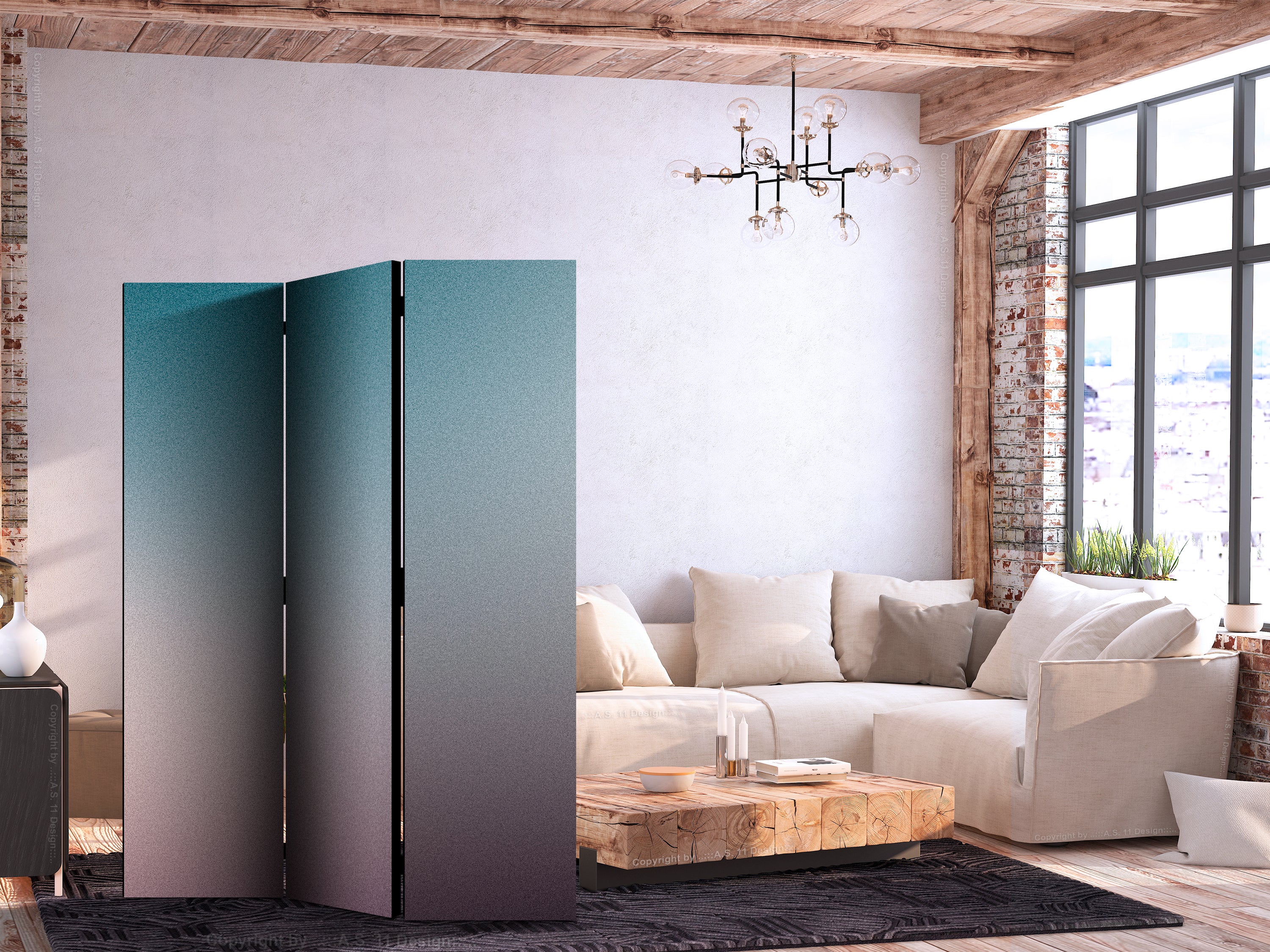 Room Divider Nostalgic Gradient in Subdued Colors