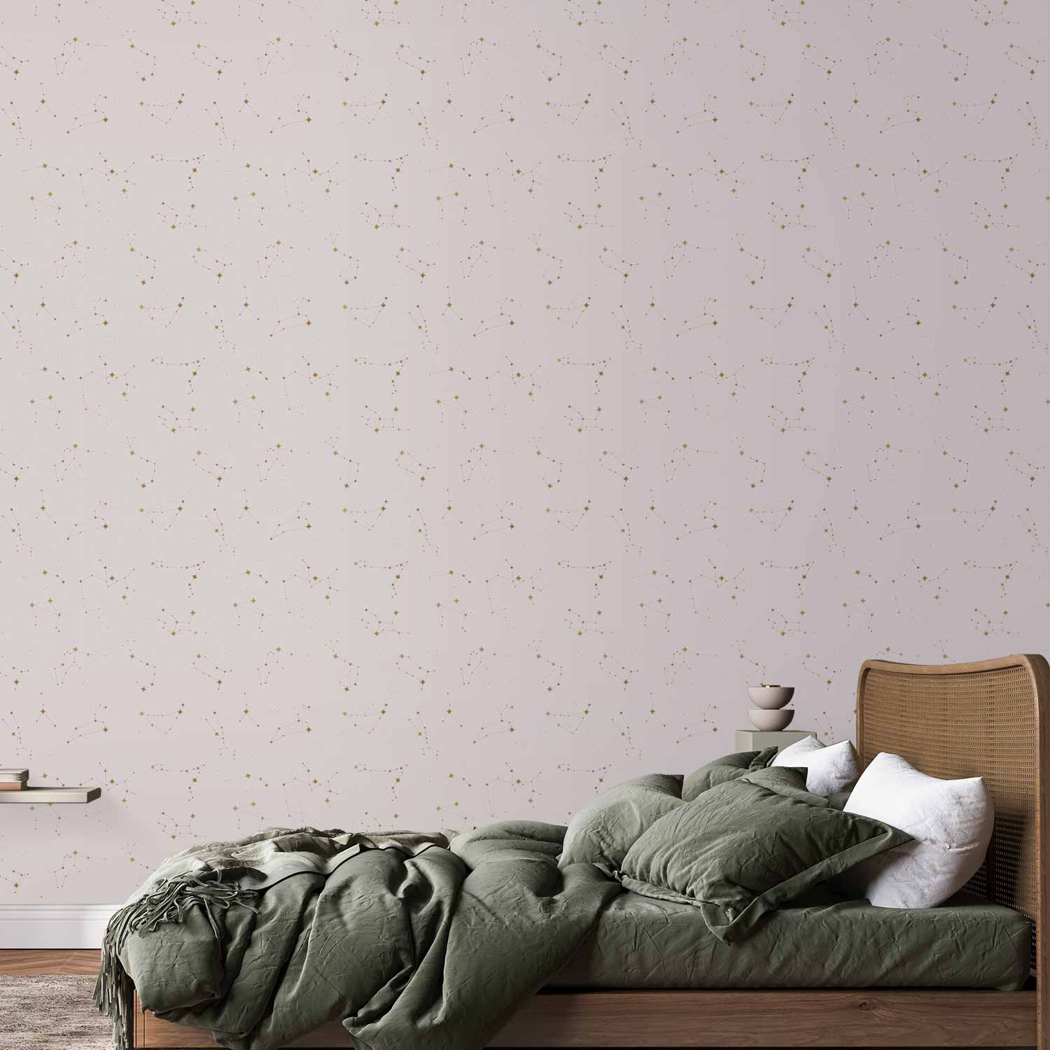 Star Map Delicate Constellations Warm Shades Wallpaper