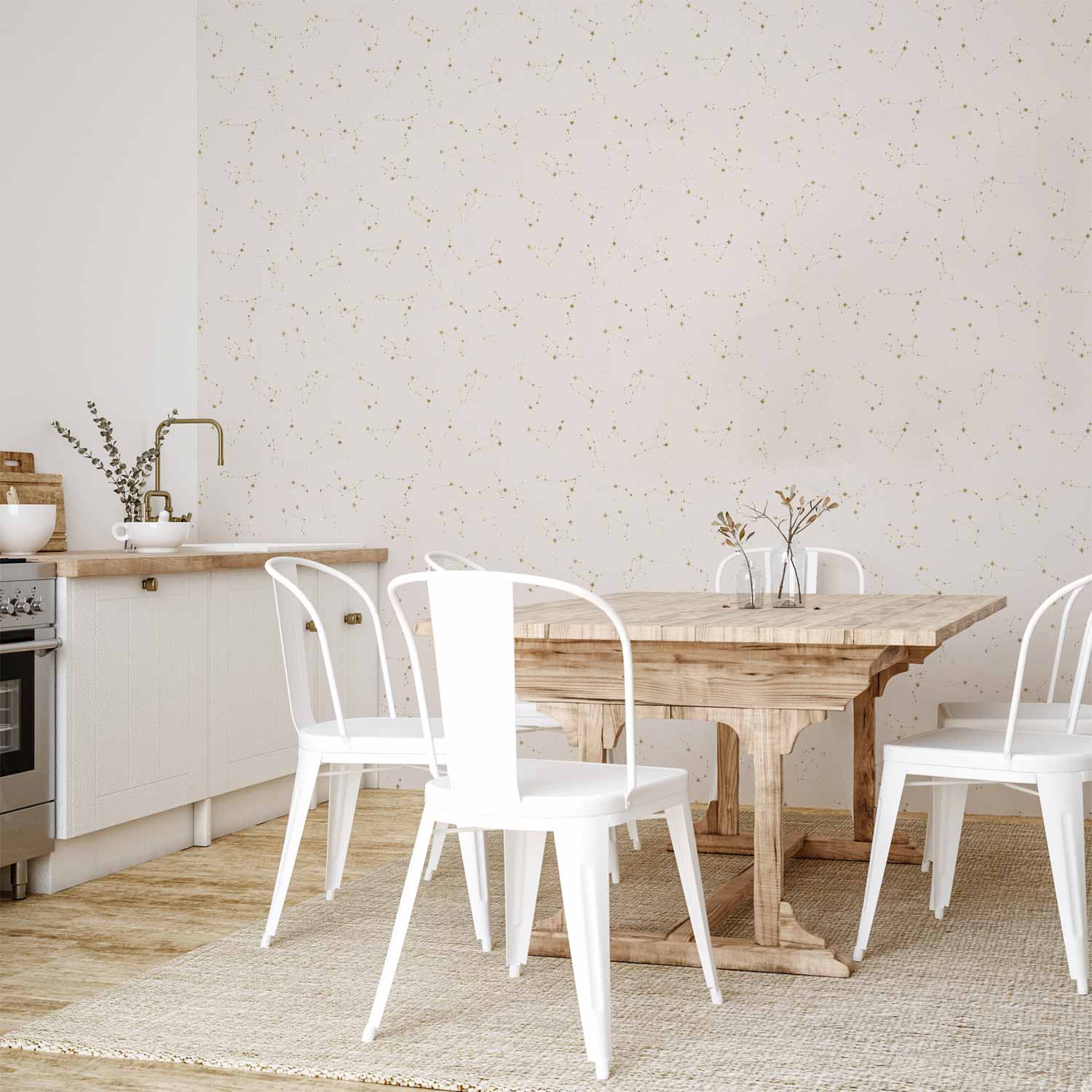 Star Map Delicate Constellations Warm Shades Wallpaper