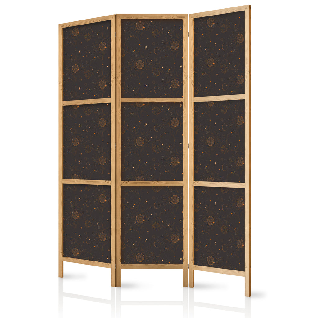 Japanese Room Divider Night Sky - Artful Suns and Planets