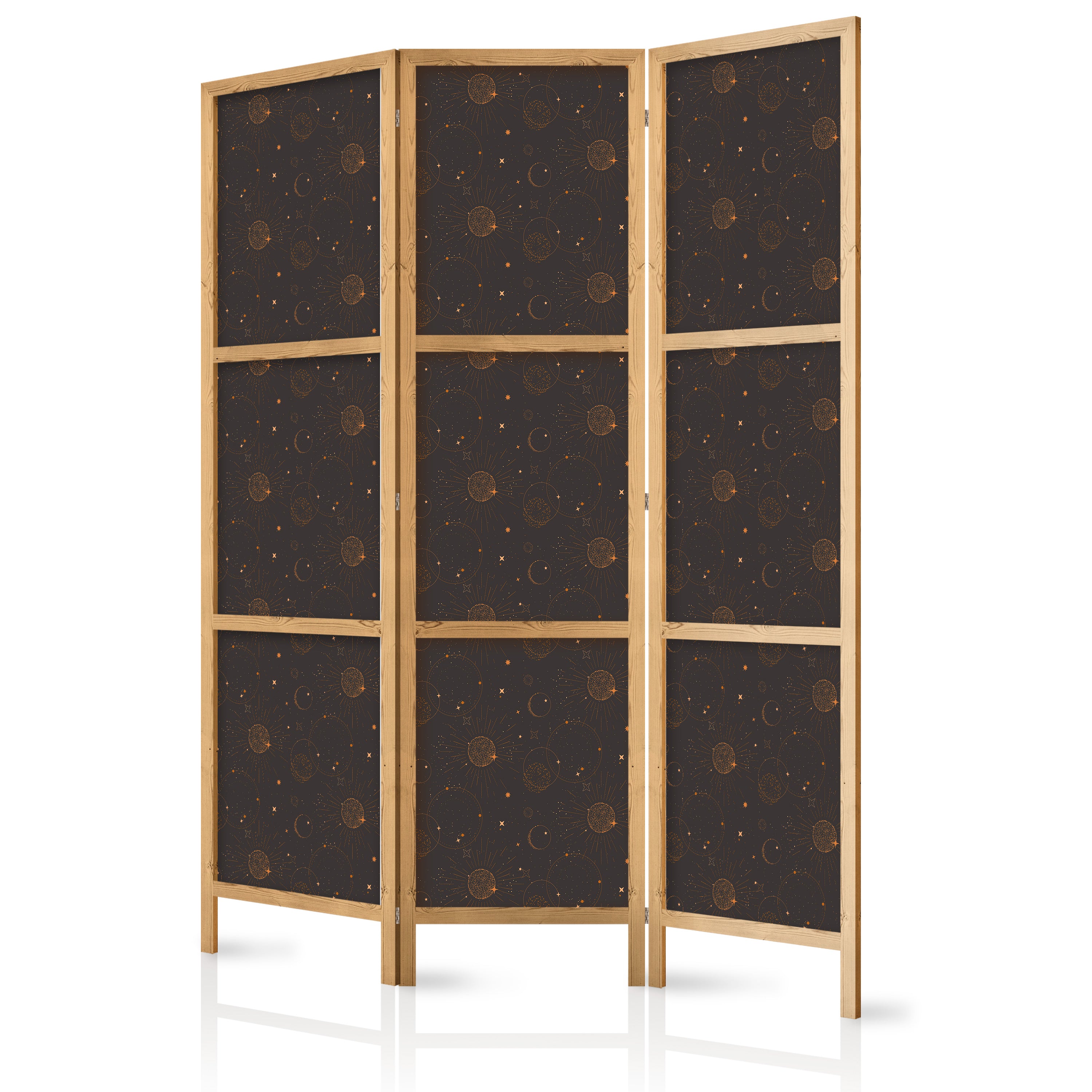 Japanese Room Divider Night Sky - Artful Suns and Planets