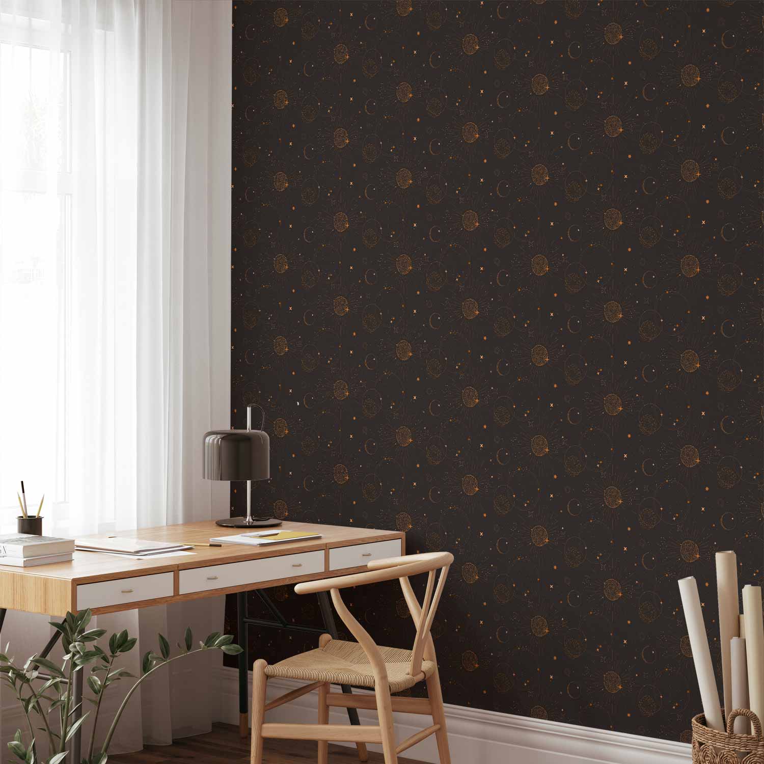 Night Sky Wallpaper: Suns & Planets on Black